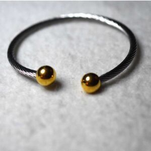 Punk Gold/Silver Tone Stainless Steel Twisted Magnetic 6" Cuff Unisex Bracelet